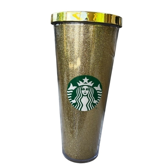 Starbucks Gold Glitter 24 oz Cold Cup Tumbler - Picture 1 of 8